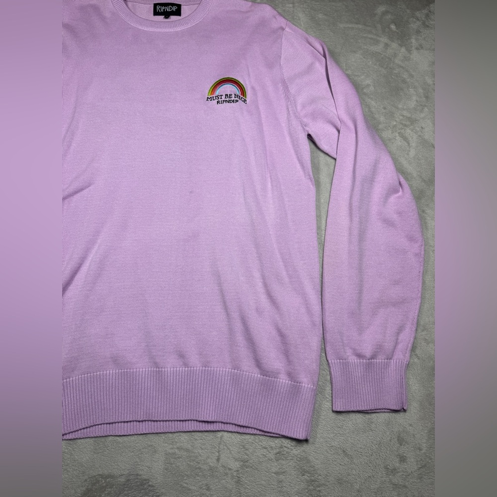 RIPNDIP My Little Nerm Knitted Rainbow Cat Unicorn Lavender Purple Sweater M - Picture 4 of 16